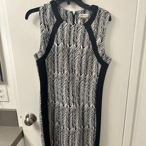 Calvin Klein black and white print sheath dress